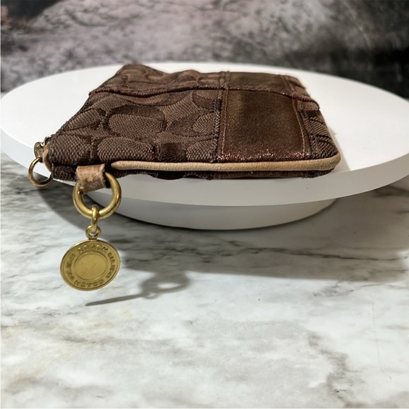 Coach Legacy Signature Wristlet Wallet Clutch with After Market Chain Brown - Picture 13 of 16